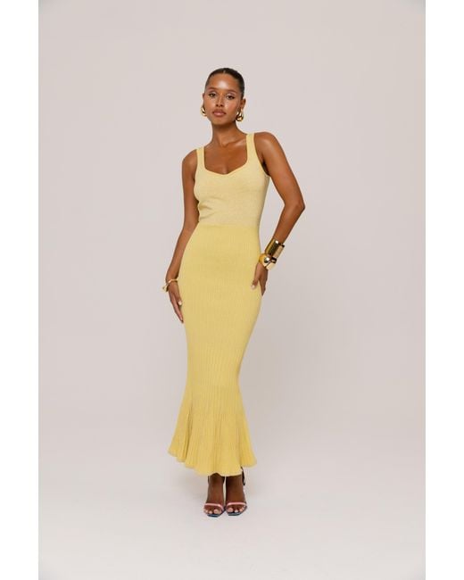 Andreeva Yellow Butter Metallic Knit Dress
