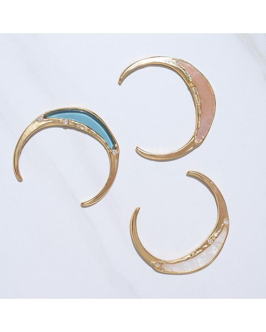 Rare Matters Jewelry Metallic Gemstone Inlay Bangle Cuff
