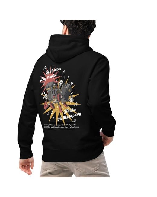 Anchor and Crew Black If It's Nice Play It Twice Disco! Organic Cotton Embroidered Heavyweight Hoodie for men