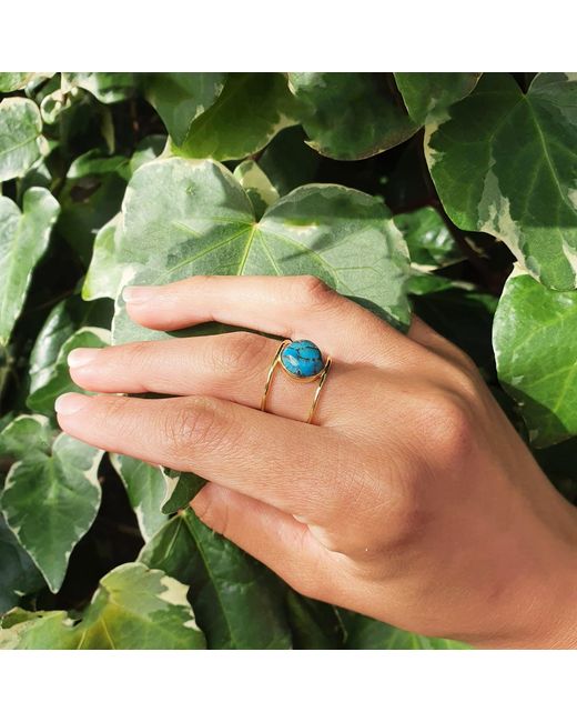 Harfi Blue Gemstone Vermeil Played Statement Ring