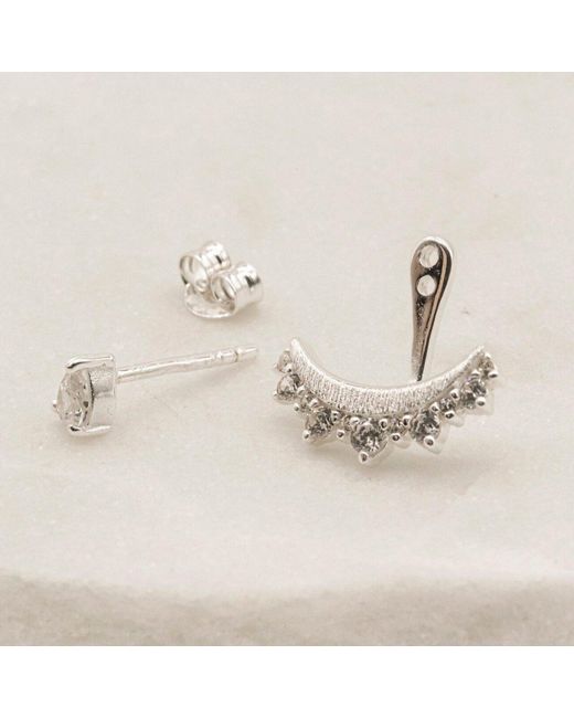 Claire Hill Designs White Sparkly Crescent Ear Jacket Earrings