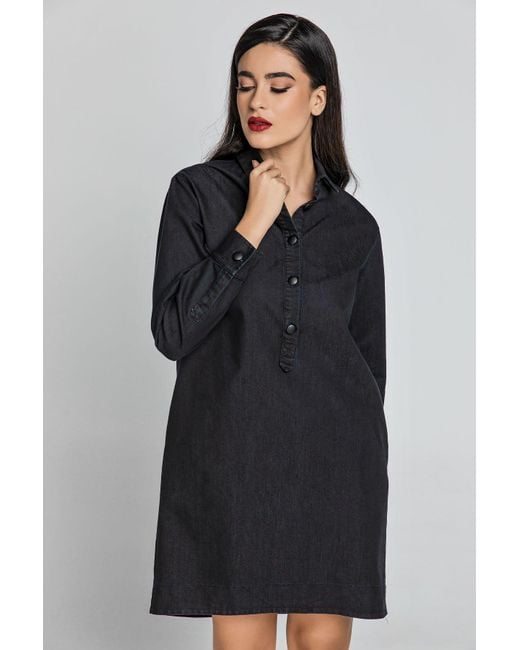 Conquista Black Denim Shirt Dress