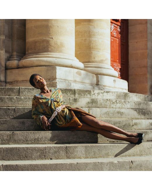 Miro Misljen Multicolor Metamorphosis Hand-Painted Dress