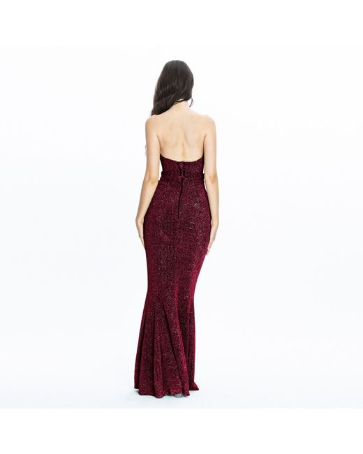 Angelika Jozefczyk Red Moon Shimmering Evening Gown Burgundy