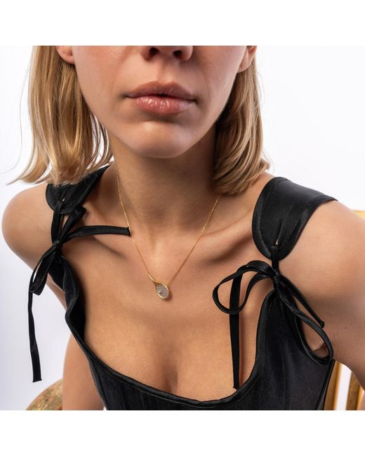 Spero London Metallic Sterling Tennis Racket Necklace