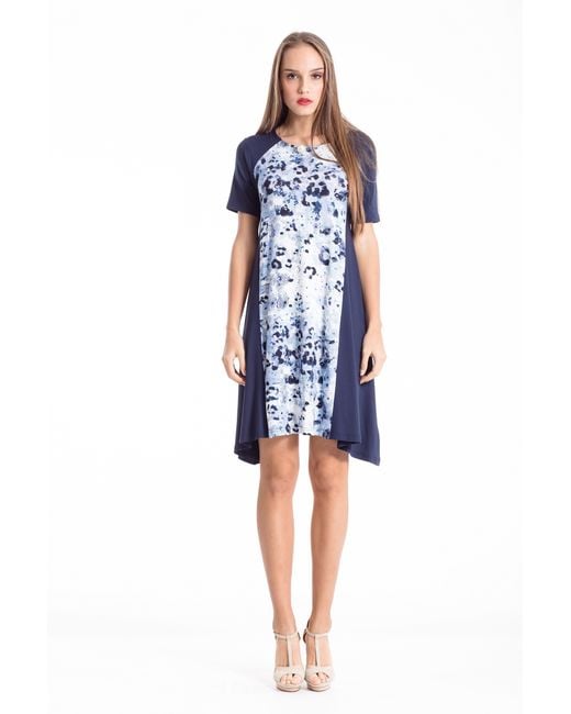 Conquista Blue Animal Print Detail Dress