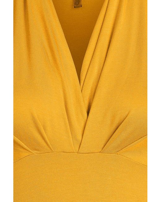 Conquista Yellow Faux Wrap Top