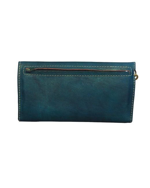 Berber Leather Blue Leather Tri-Fold Purse