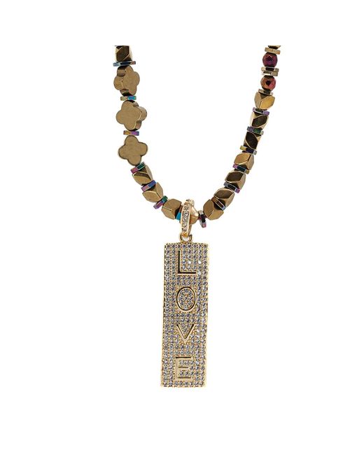 Ebru Jewelry Metallic Pave Diamond Love Necklace