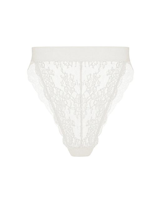 MONIQUE MORIN LINGERIE Wild Lace Crystal Hi Leg in White | Lyst
