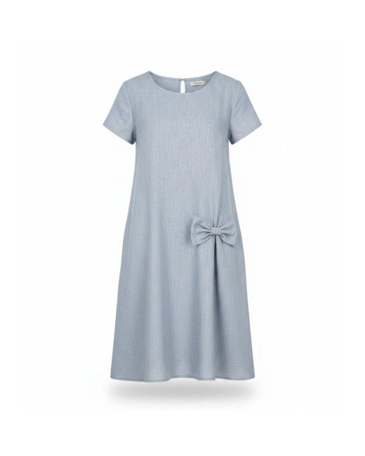 LeMuse Blue Summer Kiss — Linen Swing Dress With A Bow
