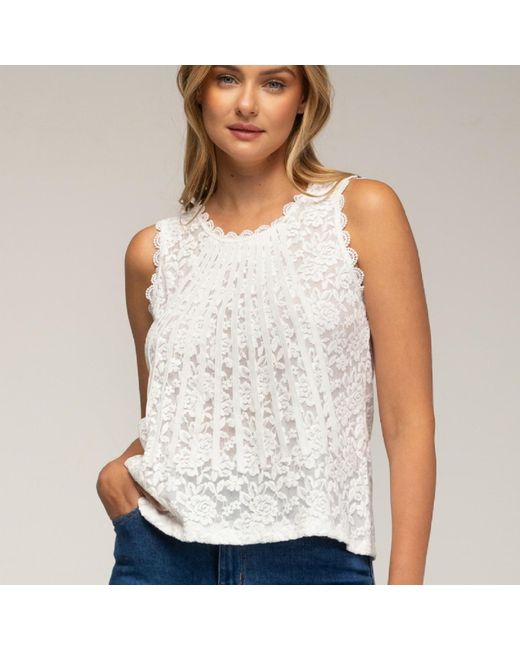 Tantra Spain Sl White Sleeveless Lace Top