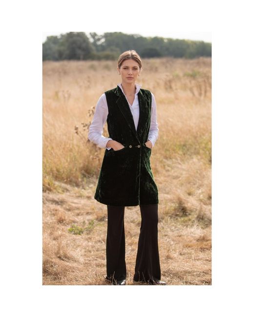 At Last Green Long Silk Velvet Waistcoat