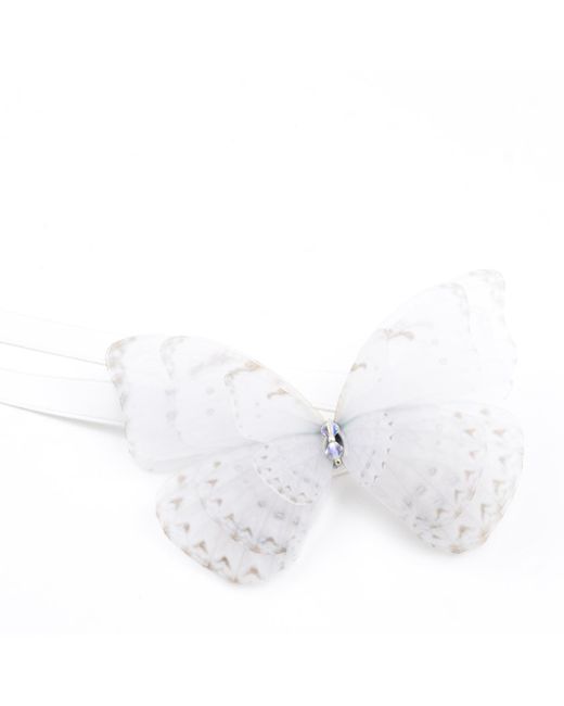 Oana Savu White Butterfly Bridal Ribbon Tie Choker Necklace Ribbon