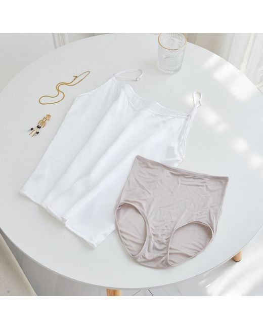Soft Strokes Silk White Neutrals Set Of Two Knitted Silk Mid Rise French Cut Pantie Shimmer Collection