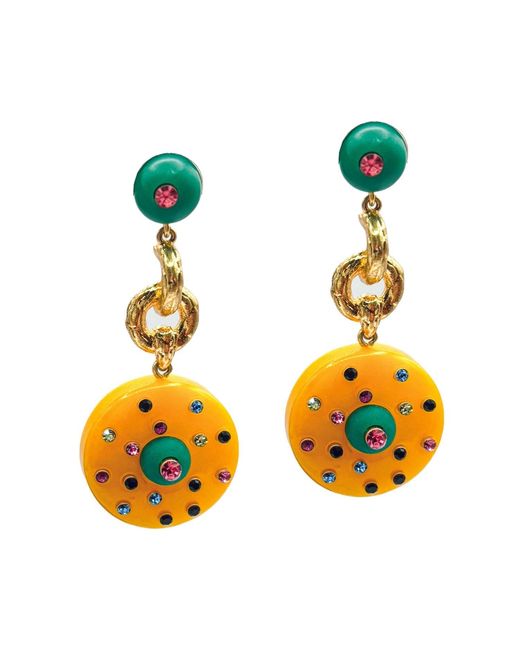 Michael Nash Jewelry Yellow Isabella Jade And Amber Resin Pierced Drop Earrings
