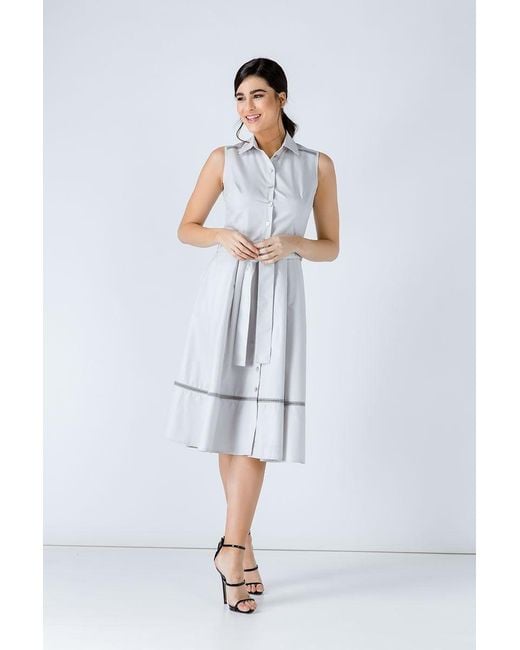 Conquista Gray Button Detail Dress