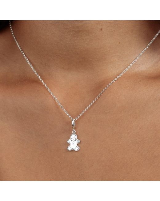 Lily Charmed Metallic Sterling Gingerbread Biscuit Charm Necklace