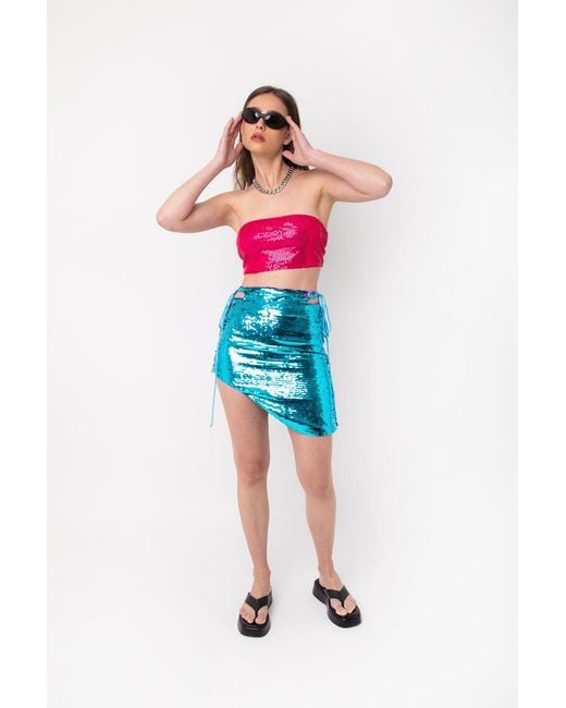 Amy Lynn Hailey Blue Sequin Mini Skirt