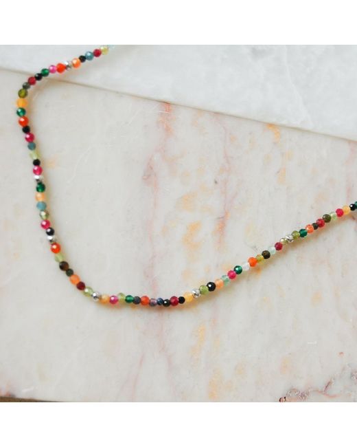 Zohreh Metallic Multi Semi-Precious Stone Beaded Necklace Sterling