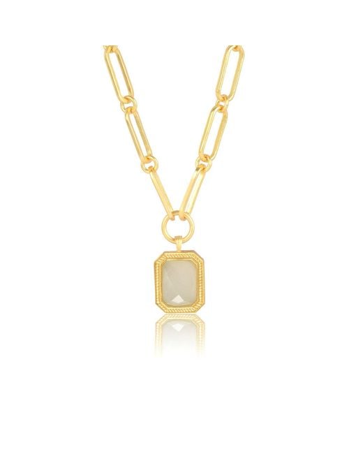 Lila Rasa Metallic Paperclip Chain Rectangular Crystal