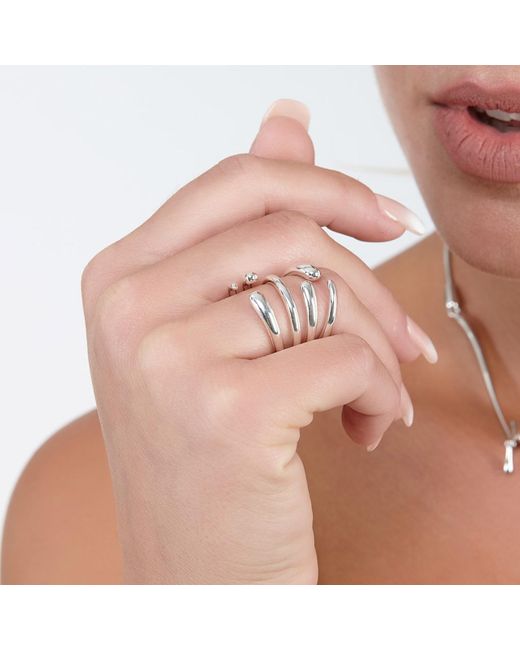 Lucy Quartermaine Metallic Sterling Multi Drop Ring