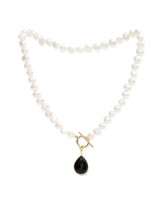 Pearls of the Orient Online Metallic Clara Cultured Irregular Freshwater Pearl Necklace With Spinel Vermeil Drop