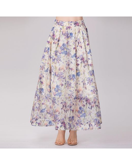 Smart and Joy Multicolor Flower Print A-line Organza Skirt