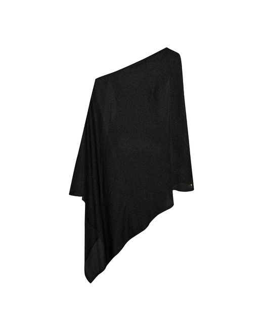 Pcfg Black The Solar Reflections Asymmetric Sheer Pareo Dress