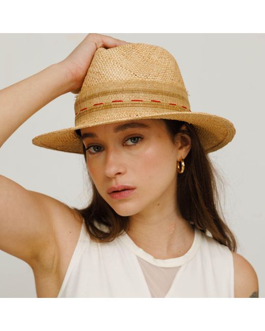 Justine Hats Natural Neutrals Elegant Handmade Fedora Straw Hat