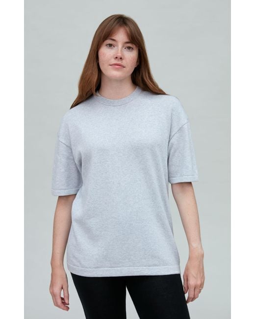 Paul James Knitwear Gray Lightweight Cotton Fenn Oversized Knitted T-Shirt