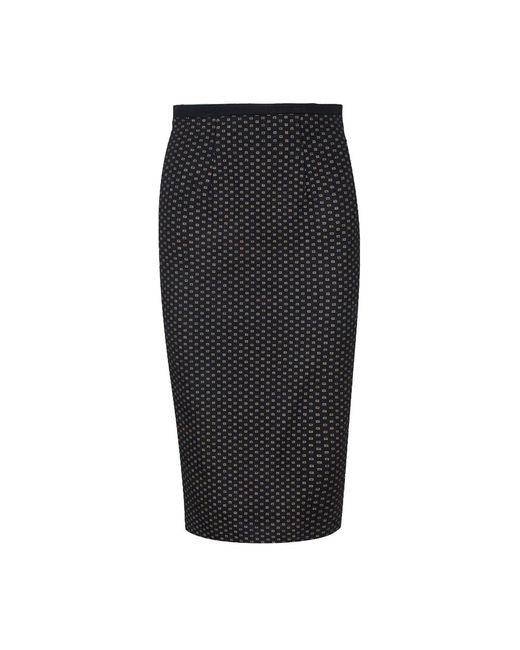 Conquista Black Print High Waist Pencil Skirt