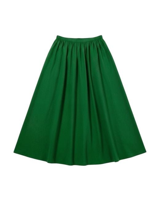 Louche Green Zoeline Recycled Cotton Midaxi Skirt