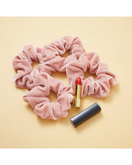 Soft Strokes Silk Pink Silk Velvet Handmade French Scrunchie Set Of Four