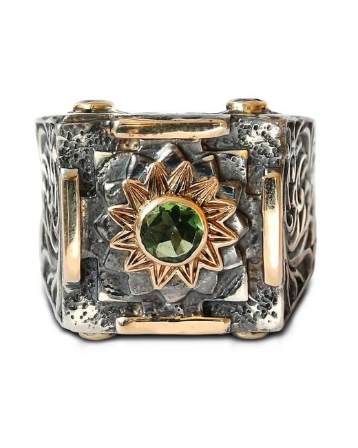 The Jewellery Store London Metallic Mystic Evergreen Ring With Tsavorite