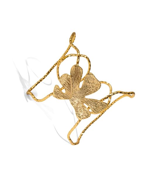 Ebru Jewelry Metallic Eternal Leaves Arm & Cuff Bracelet