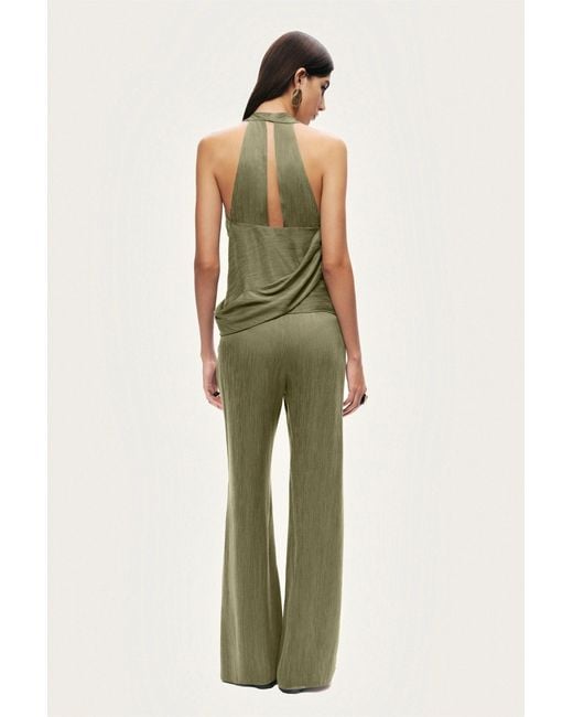 Nocturne Green Neutrals Asymmetric Halter Wrap Top