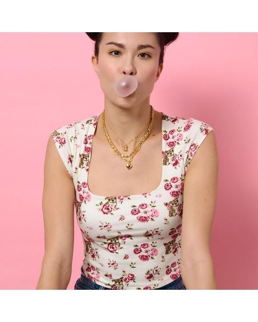 Cloud Haven Blue Rose Bulldog Square Neck Tee
