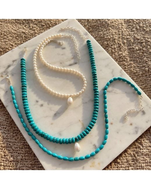 Leni James Blue The Livia And Pearl Necklace