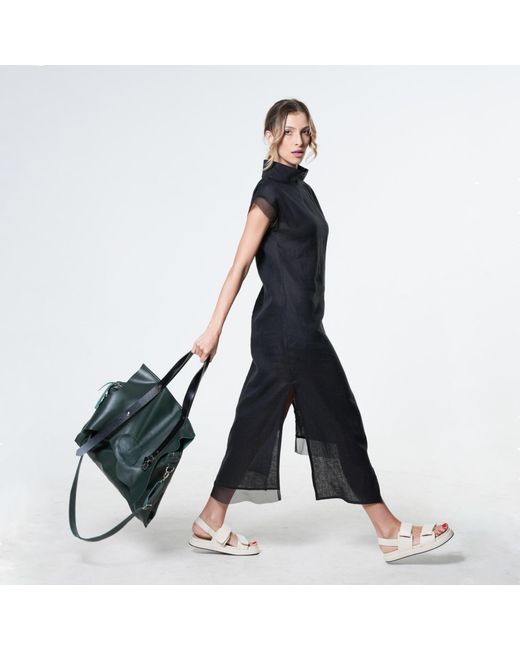 Metamorph Blue Asymetric Linen Dress
