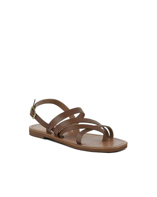 Rag & Co Brown Sloana Strappy Flat Sandals