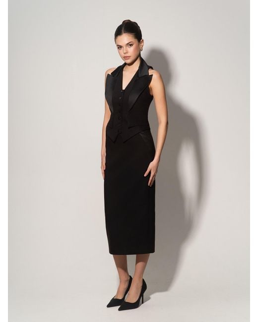 Tia Dorraine Black Single-Breasted Waistcoat & Skirt Set