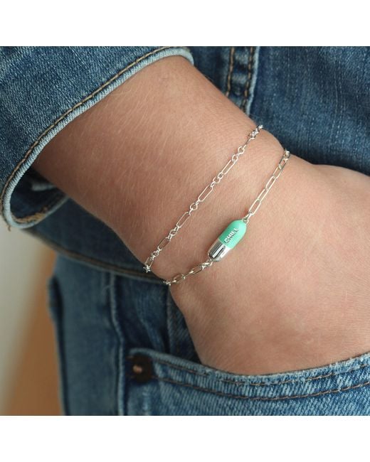 Kris Nations Green Chill Pill Enamel Bracelet Sterling Silver & Turquoise Enamel