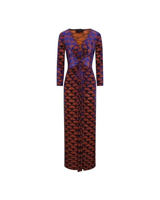 Beatrice von Tresckow Red Art Deco Velvet Devore Lola Maxi Dress