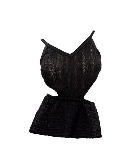 Maison Bogomil Black Shadow Thread – Sequined Knit Top With Side Cutouts