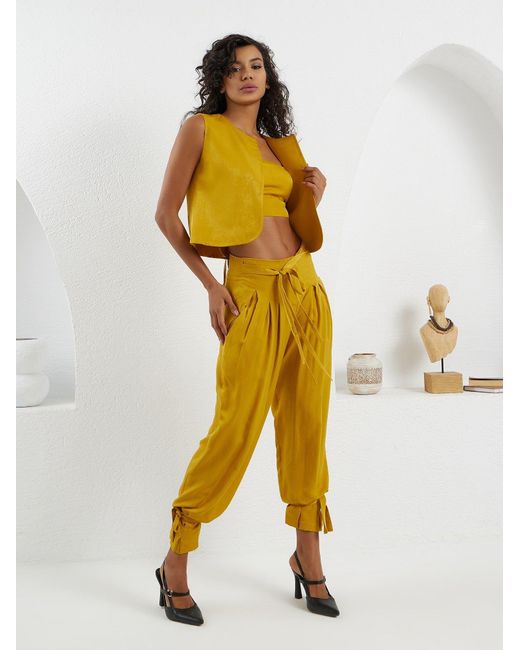 Lumina Eligma Yellow The Arabesque Vest Ensemble – Mustard