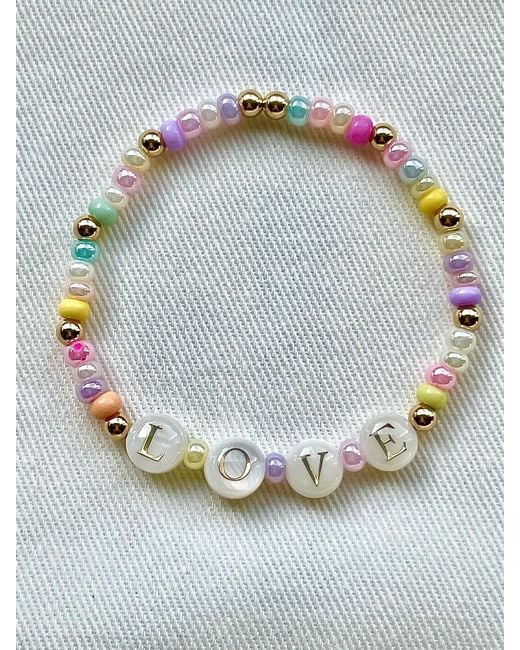 Olivia Le Metallic Love Pearl Pastel Beaded Bracelet