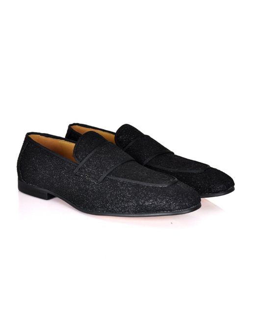 DAVID WEJ Black Alberto Floral Glitter Loafers for men