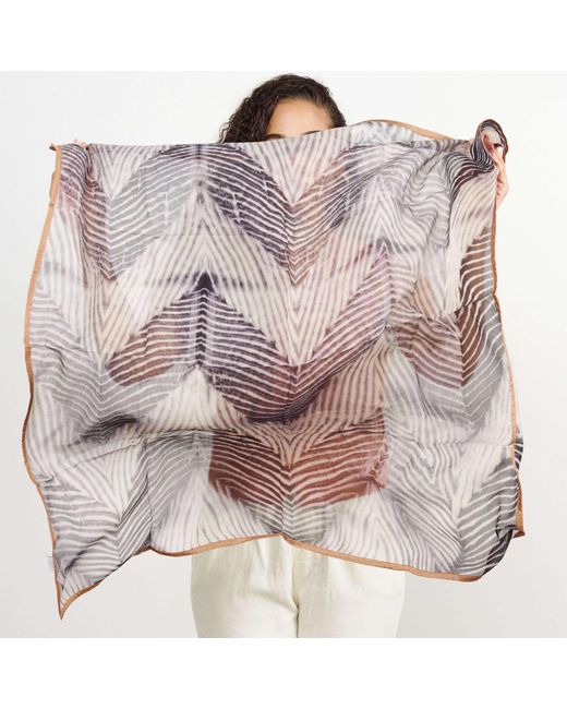 Variously Purple Chiffon Square Scarf Samu Hand Crafted Shibori Print Silk