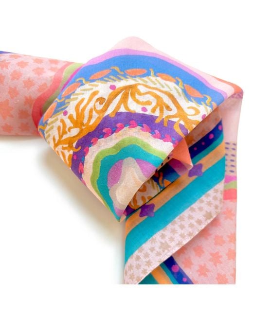 Maraethra Pink Sea Life Cotton Square Scarf